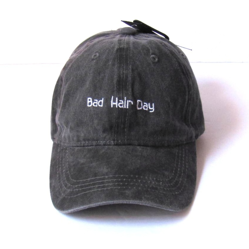 "Bad Hair Day" Gray Adjustable Baseball Cap O/S - Picture 2 of 4